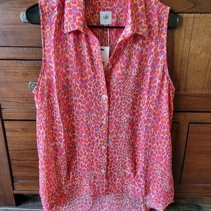 CAbi Heartbreaker Animal Print Chiffon Blouse Top NWT "M"